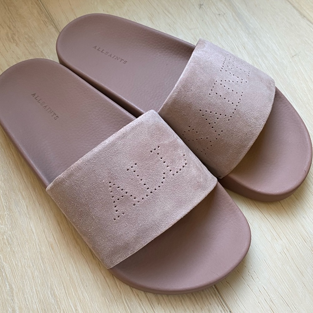 ALLSAINTS Karli Suede Slides - size 40 (US 9)